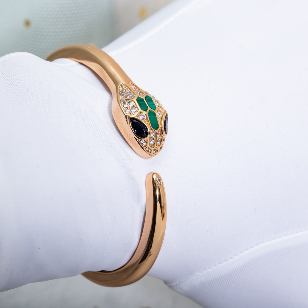 Bvlgari Serpenti Bracelet Pink Gold Cubic Zirconia Open
