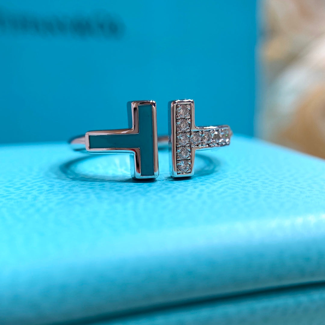Tiffany T Wire Turquoise Cubic Zirconia Ring Silver