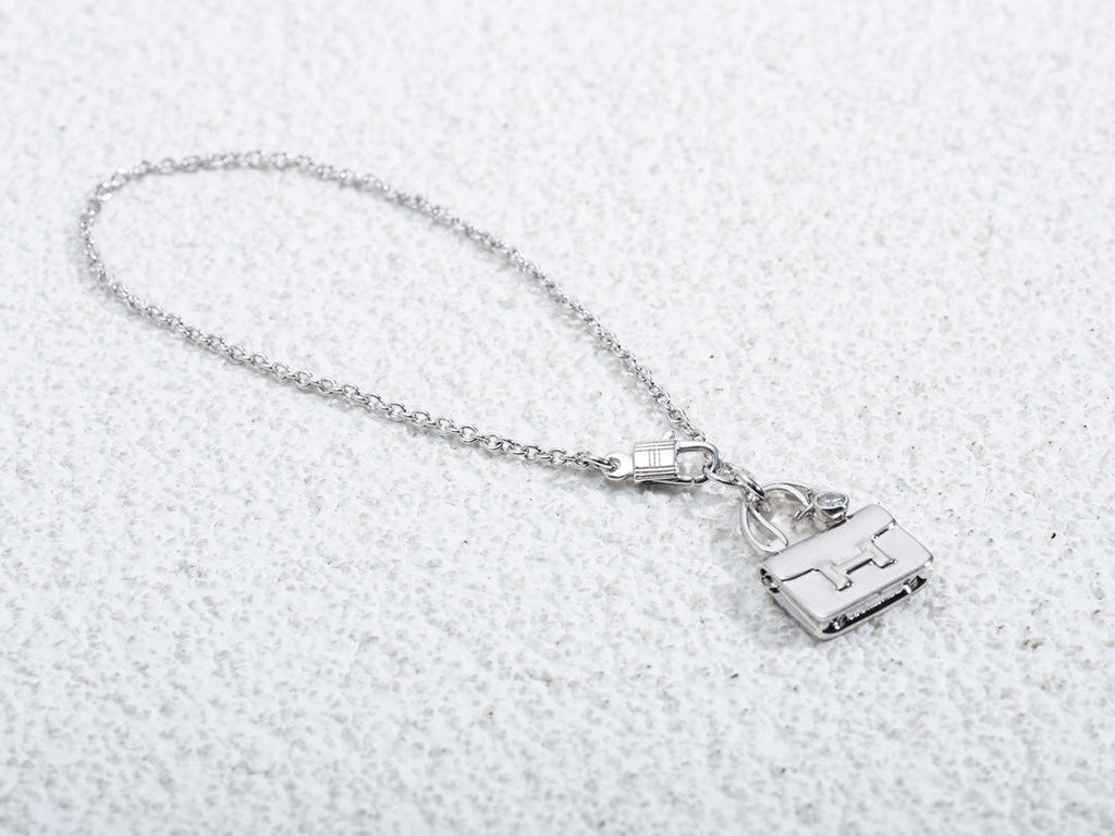 Hermes Amulette Constance Pendant Silver Necklace