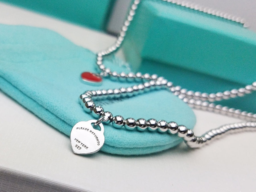 Tiffany Heart Pendant Silver Ball Chain Necklace