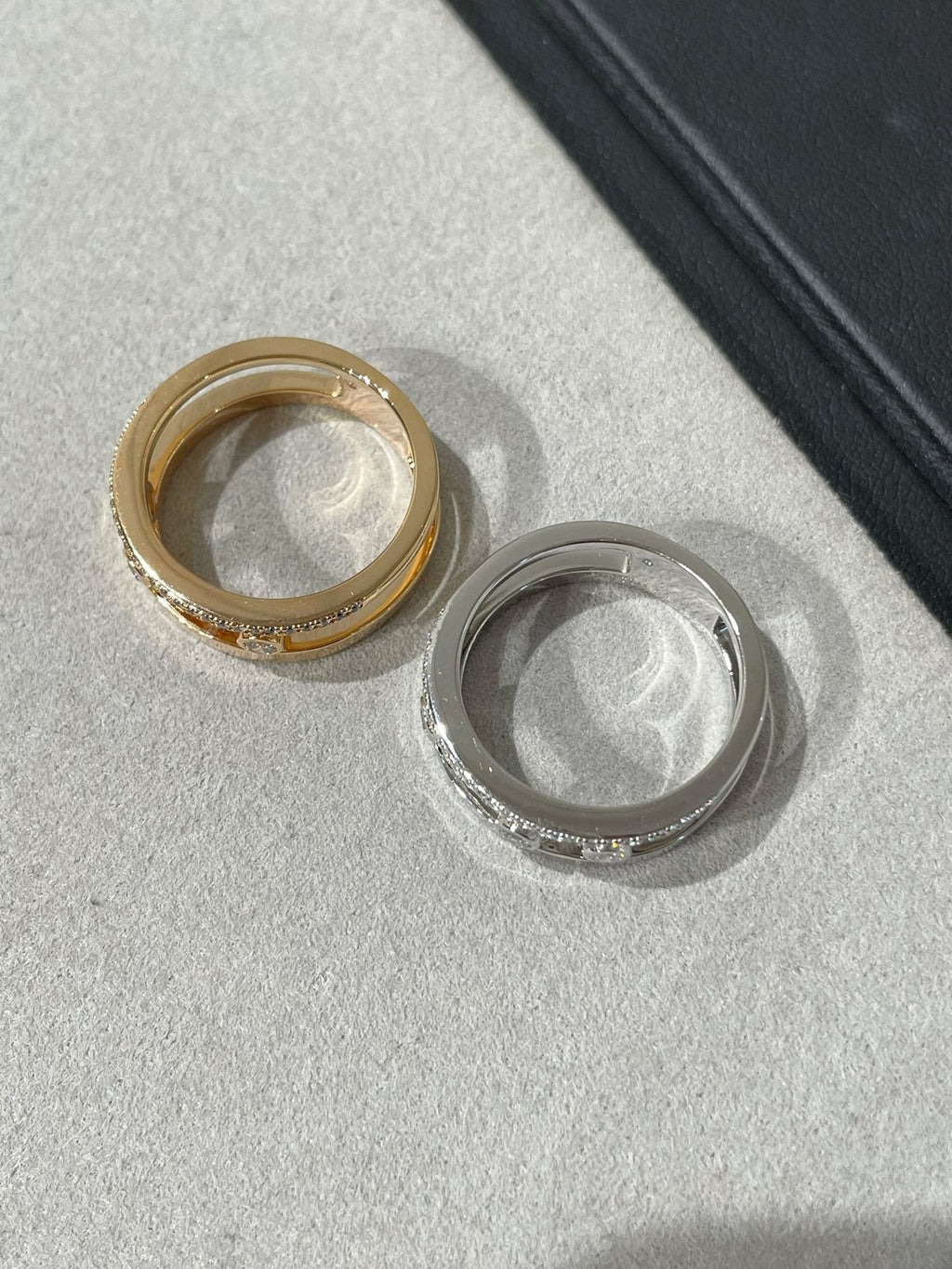 Messika Move Romane Pink Gold and Silver Cubic Zirconia Ring