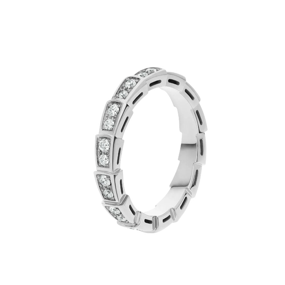 Bvlgari Serpenti Ring Silver Cubic Zirconia Paved 3MM