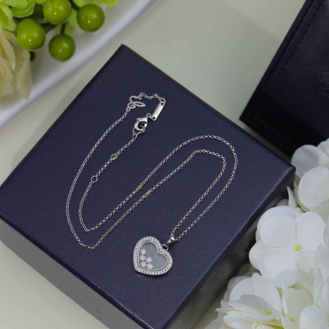 Chopard Happy Heart White MOP Necklace Silver Cubic Zirconia - 55231