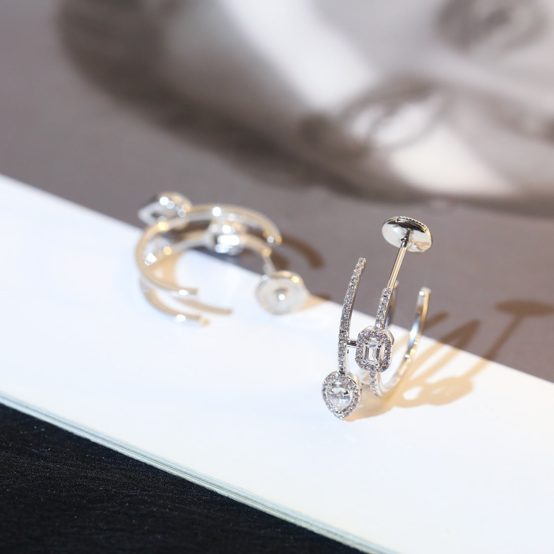 Messika Creoles My Twin 2 Rangs Silver Cubic Zirconia Earrings