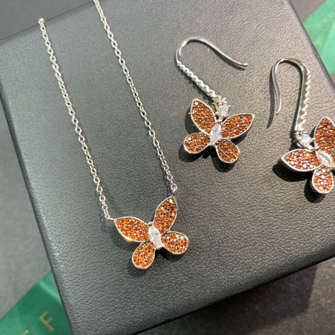Graff Butterfly Orange Cubic Zirconia Paved Necklace