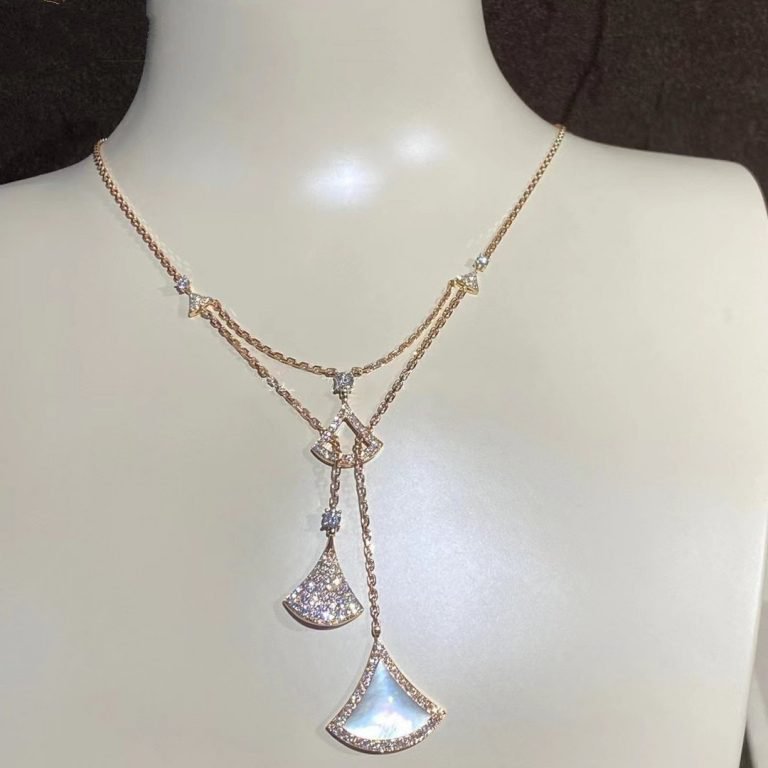 Bvlgari Dream Necklace 3 Motif White MOP Cubic Zirconia