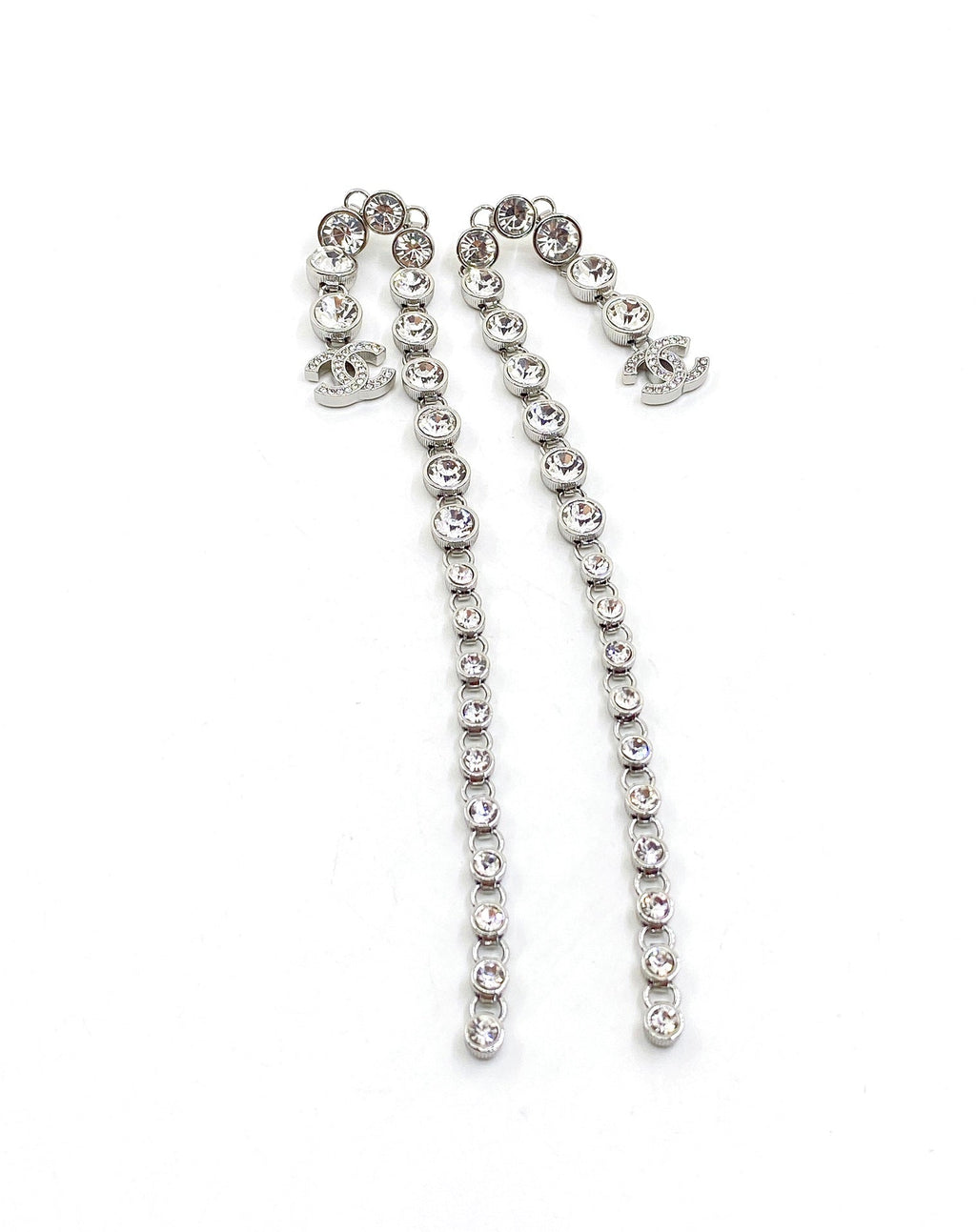 18K  Chanel Long Crystal Earrings