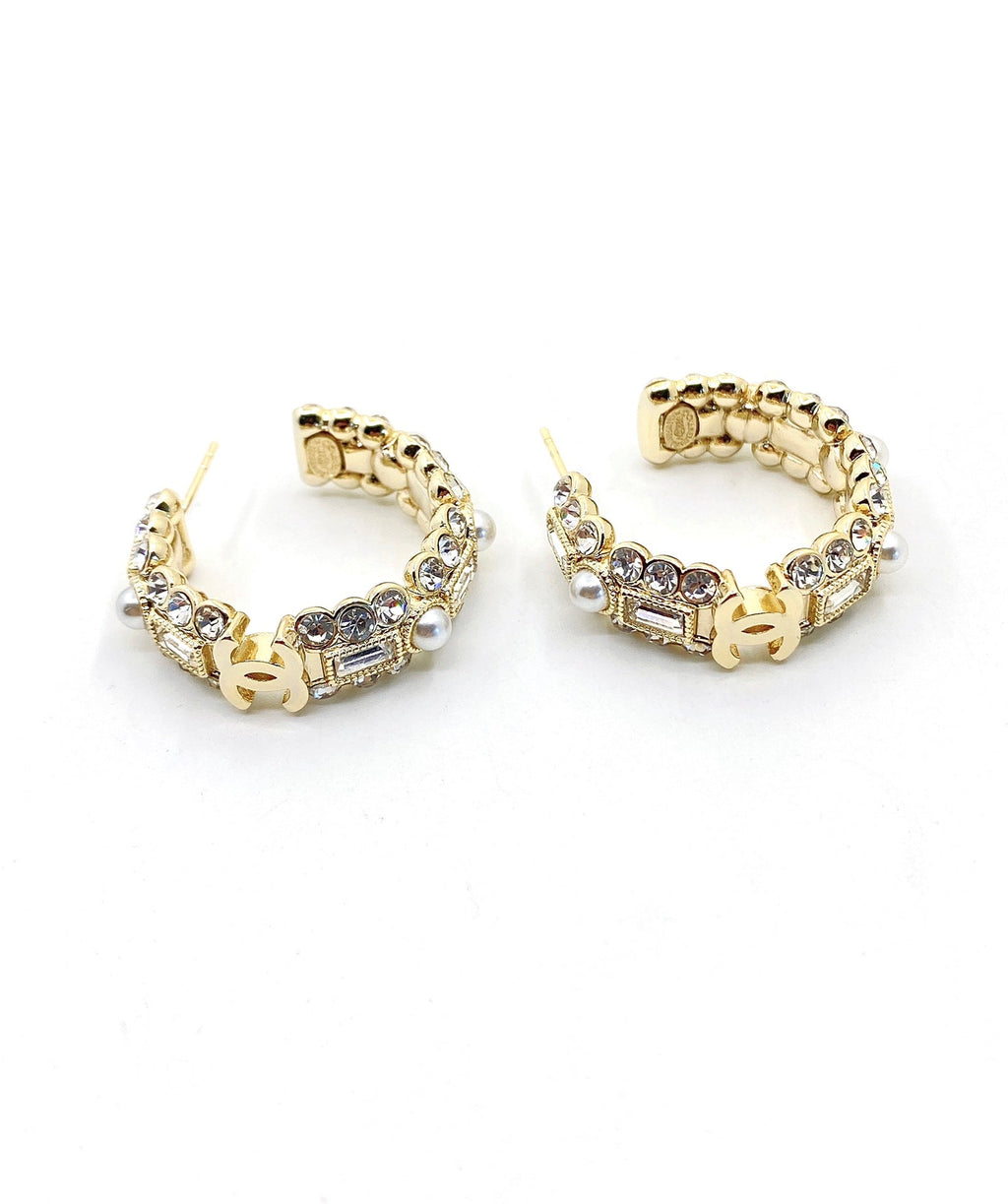 18K  Chanel Crystals Circle Earrings